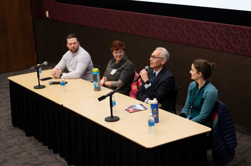 Healthcare career panelists at the Student Union theater at UWL.