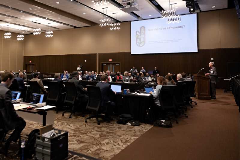 UW-La Crosse Chancellor Joe Gow presents to the UW System Board of Regents Thursday, July 6, in the UWL Student Union.