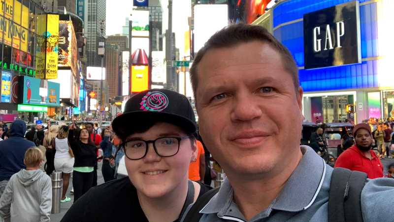 William Savinkova and his father, Dimitri. William is following in his father’s footsteps by attending UWL as an exchange student this fall.