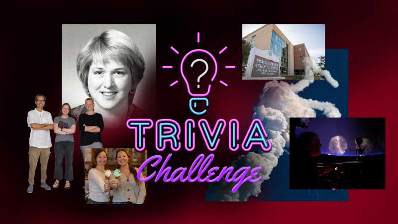 Photo featuring a collage of clues from around UW-La Crosse with the title Trivia Challenge.