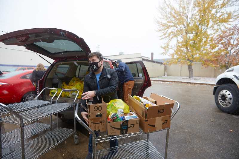 Brandon Hawn, a fifth year political science major and public administration minor from Duluth, Minnesota, helped the UW-La Crosse Lambda Chi Alpha fraternity partnered with area religious organizations to collect 1,212 pounds of food for an area food pantry.