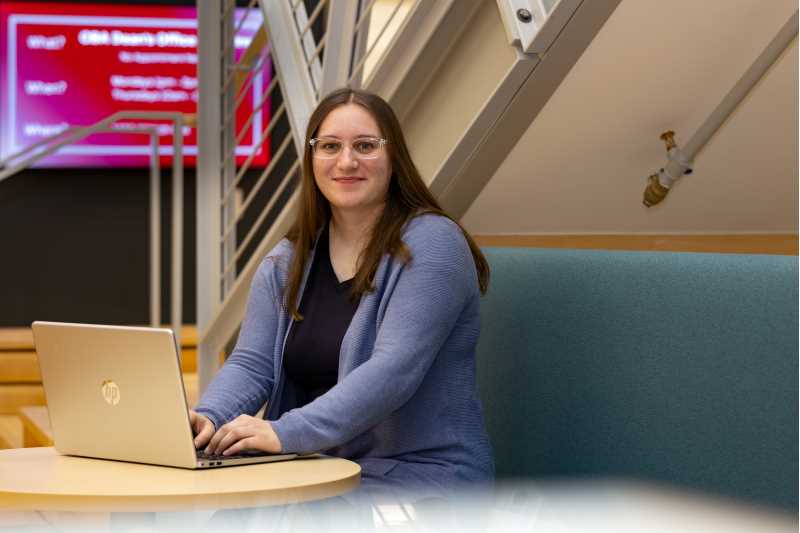 UWL senior Clare Bargender was part of the winning team for Project Run With It, an event hosted by Beta Alpha Psi that challenges students to find solutions to real-life business and marketing problems.