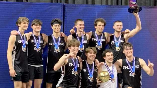 The UWL men’s collegiate club volleyball team is all smiles after winning the 2023 National Collegiate Volleyball Federation Division II championship in April.