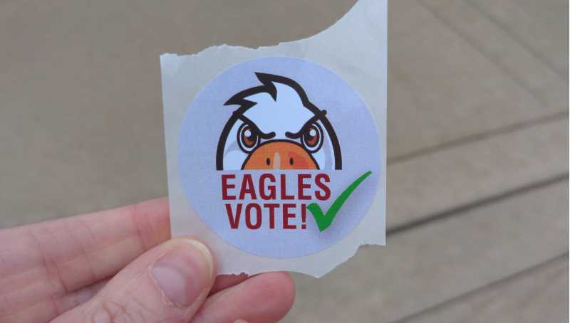 UWL vote sticker.