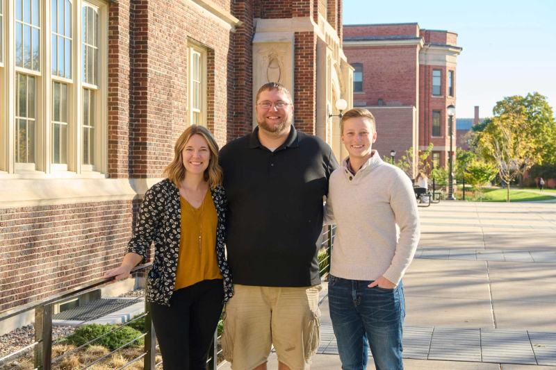 rom left to right: Ashley Zibrowski, Tyler Zibrowski and Emily Holldorf. Several years ago, Holldorf received a scholarship memorializing one of the Zibrowskis close friends, Neala Frye.