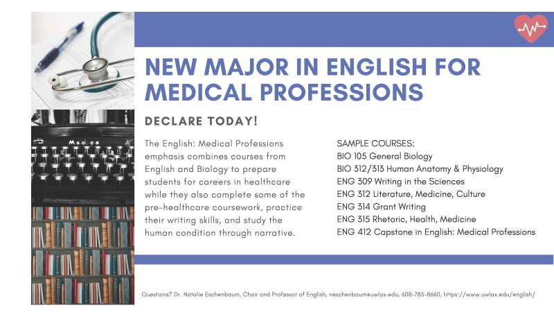English major: Medical Professions emphasis