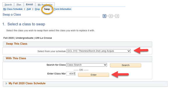 First, select classes to swap