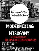 Colloquium Series Flyer: "Modernizing Misogyny in Shakespeare’s Shrew"