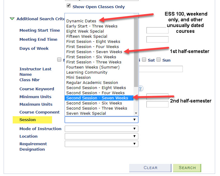Searchable Timetable Sessions