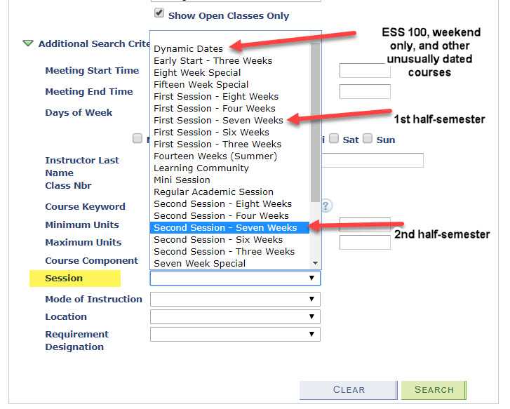 Searchable Timetable Sessions