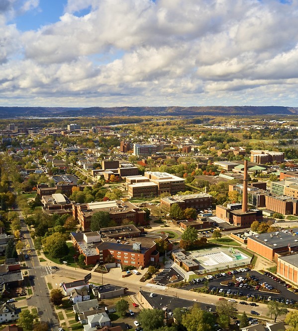Ariel view of the UWL campus - Fall 2019