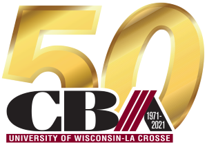 Image of UWL's College of Business 50th anniversary logo
