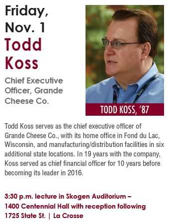 Flyer for Benson Guest Speaker Series - Todd Koss on November 1, 2020