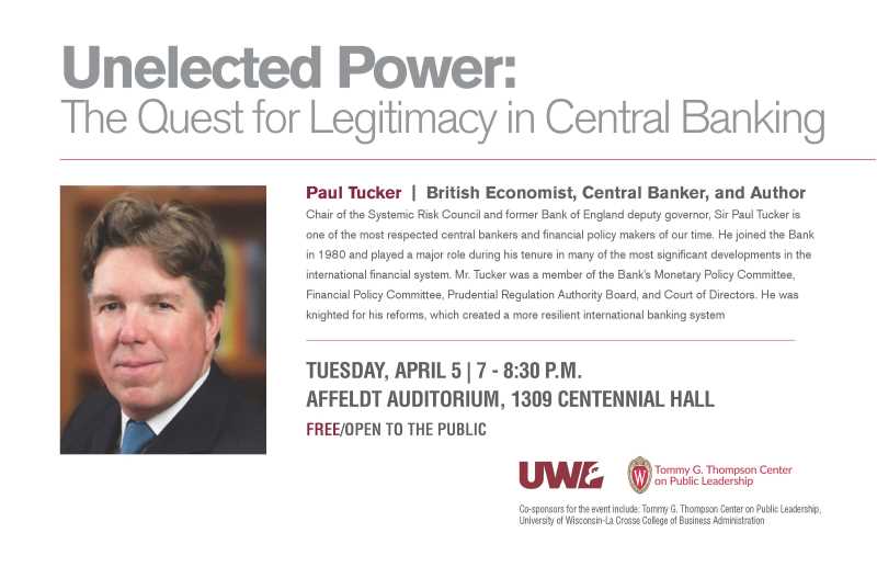 Flyer for guest speaker, Sir Paul Tucker on April 5, 2022