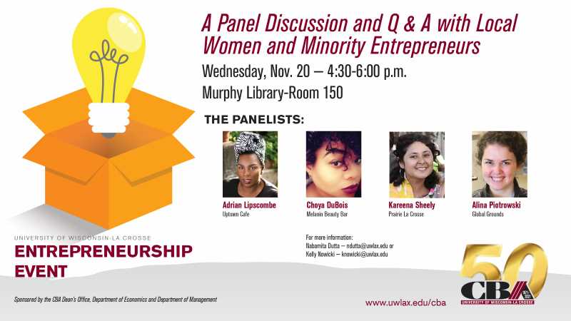 Image of the poster for Women and Minority Entrepreneurs Event. 