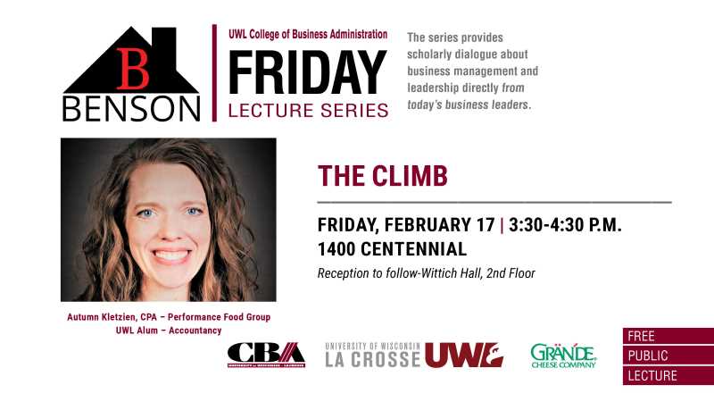 Flyer for Benson Guest Speaker Series - Autumn Kletzien on February 17th, 2023