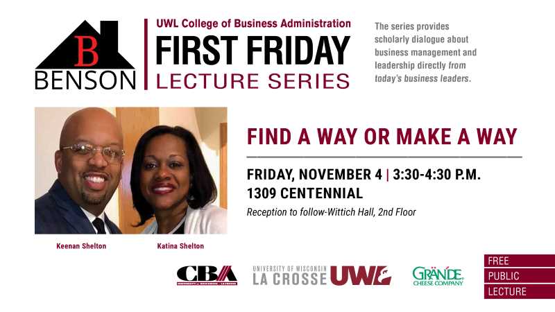 Flyer for Benson Guest Speaker Series - Keenan and Katina Shelton on November 4, 2022