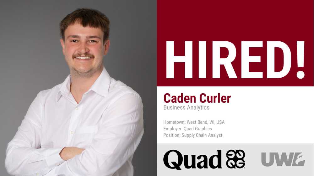 Caden Curler hired at Quad Graphics as a Supply Chain Analyst