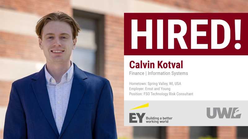 Picture of Calvin Kotval, Finance graduate. Hired by EY 2021