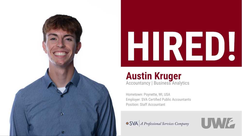 Austin Kruger hired by SVA Certified Public Accountants as a Staff Accountant