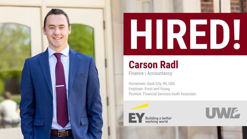 Picture of Carson Radl, Finance graduate. Hired by EY 2023