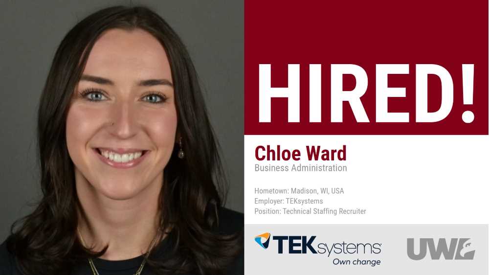Chloe Ward hired by Teksystems as a Technical Staffing Recruiter