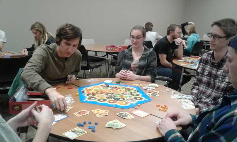Students playing Settlers of Catan for World Anthropology Day