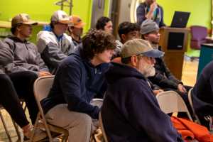 Professor Frost and students on a field trip
