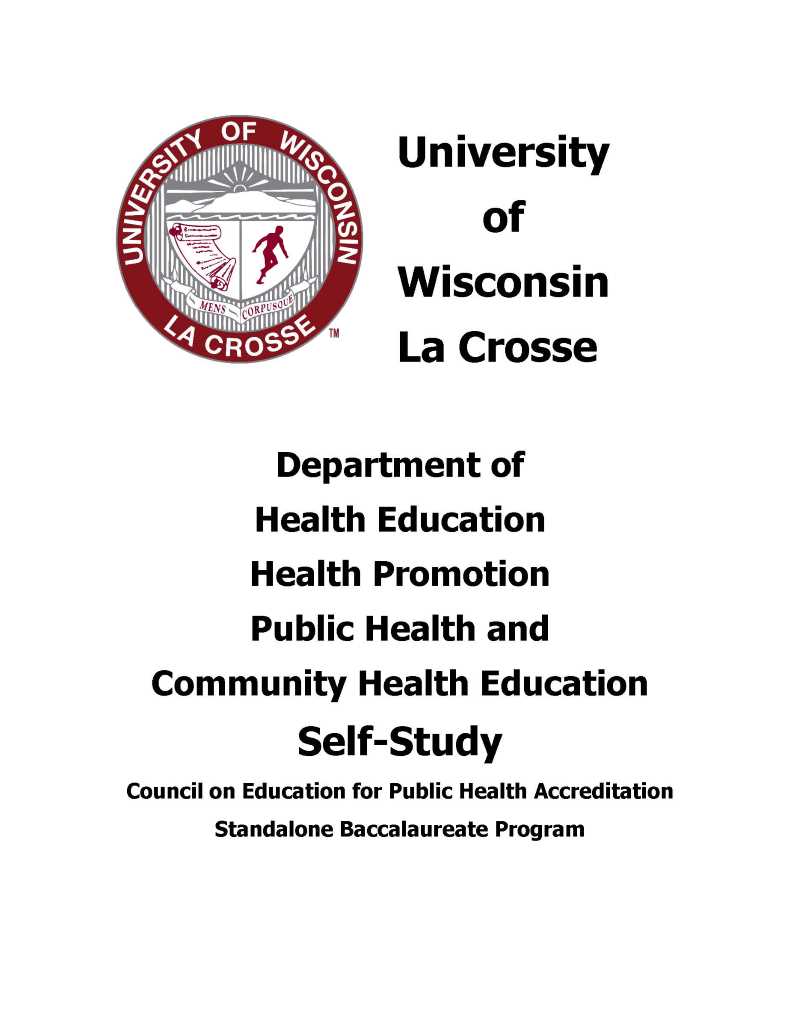 Department of Health Education Health Promotion Public Health and Community Health Education Self-Study