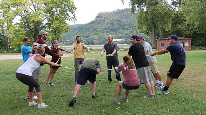 Students in REC 306 (Environmental Ethics, Outdoor Recreation & Natural Resources) participate in a class activity in fall semester 2015. Most students in the course are in UWL’s Recreation Management and Therapeutic Recreation program either as a major or minor.