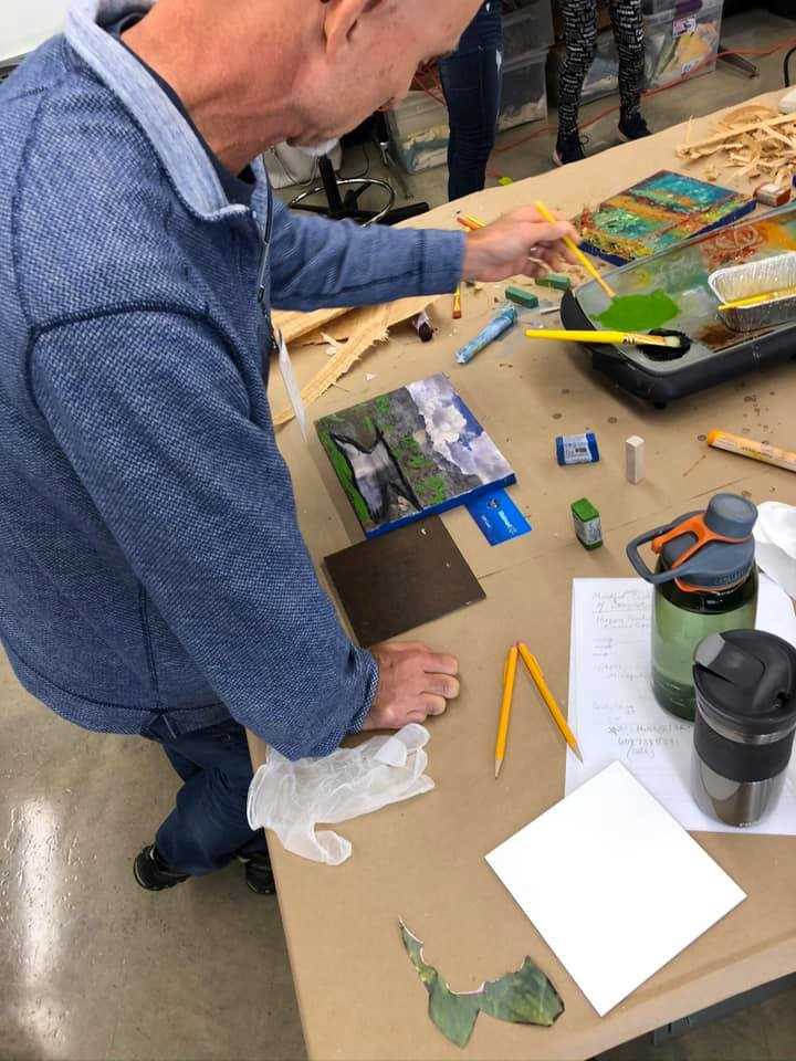 A student works in the studio