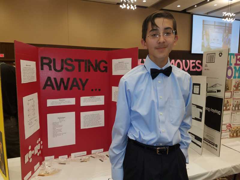 Student displaying project
