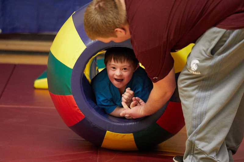 child in tunnel