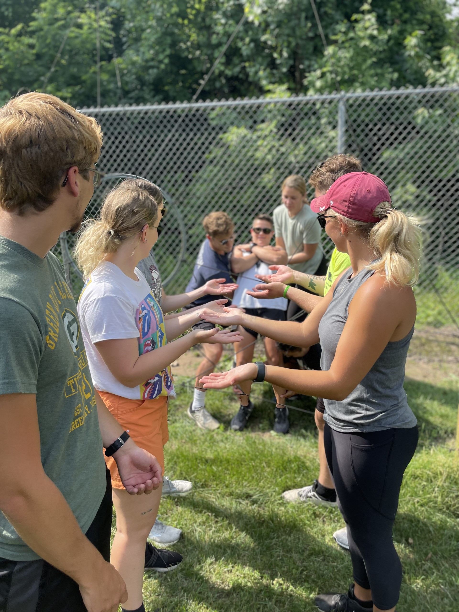 Student on climbing wall