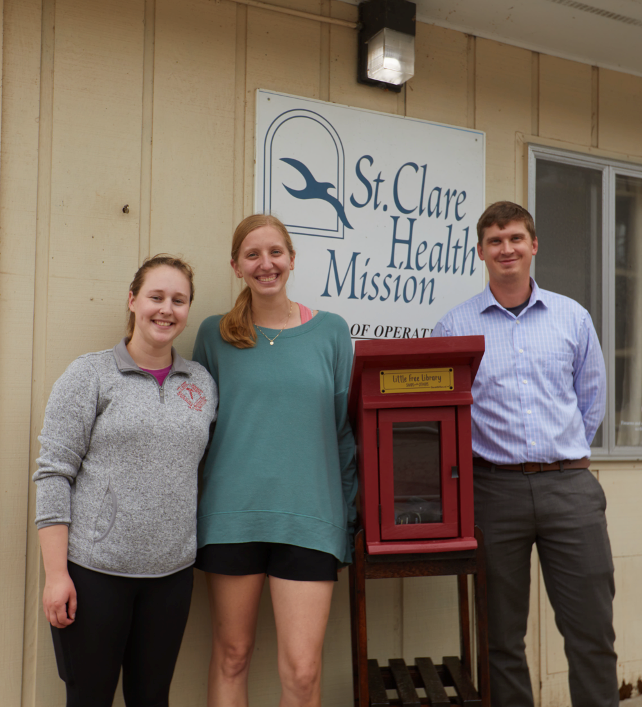 Students with their Little Free Library project.