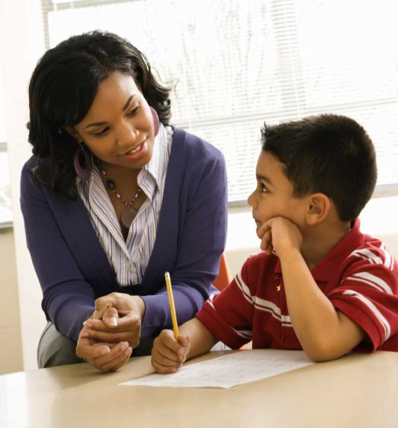 Woman with child teaching