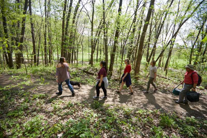 Students learn about forest bathing.