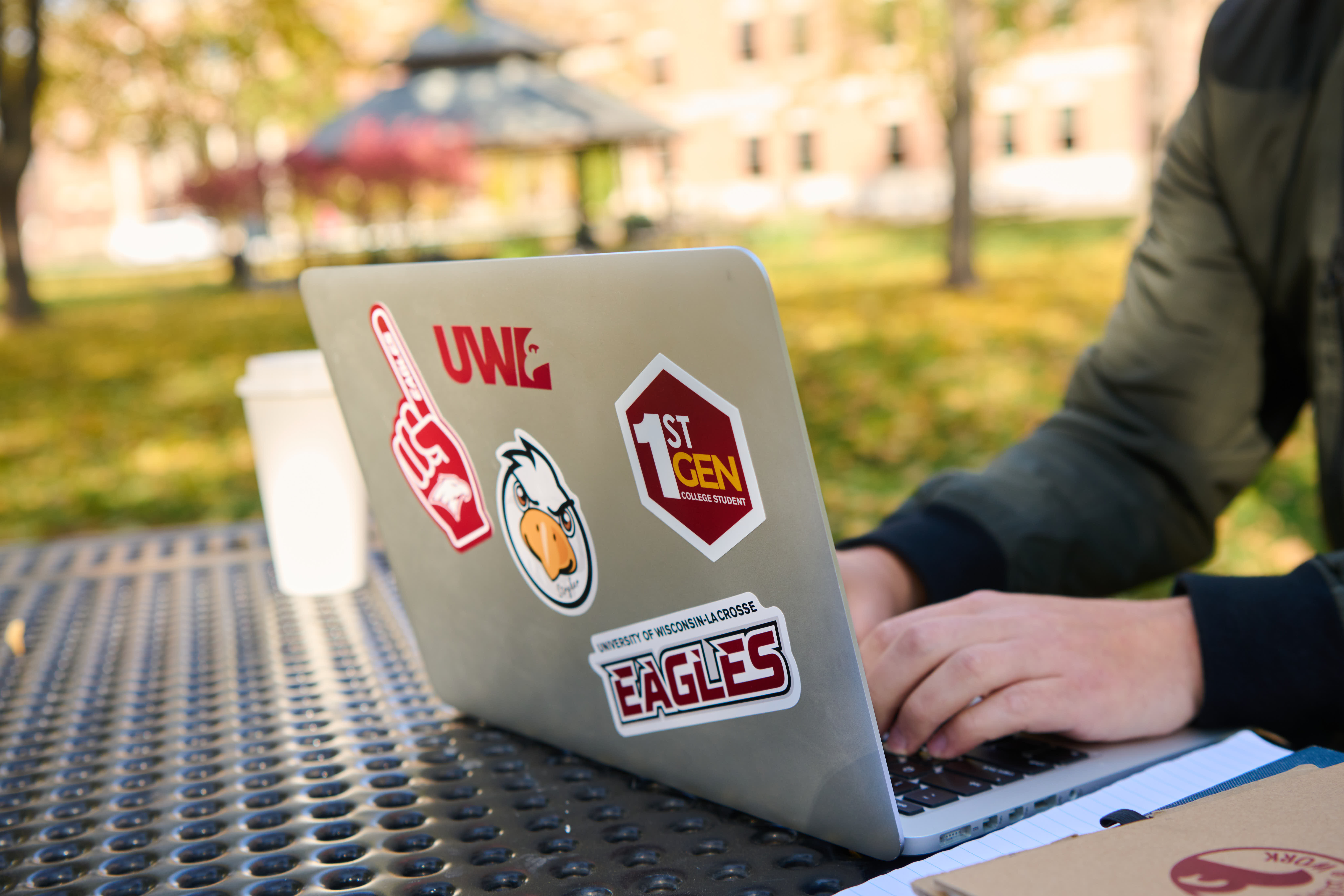 Graduate student working on classwork remotely.