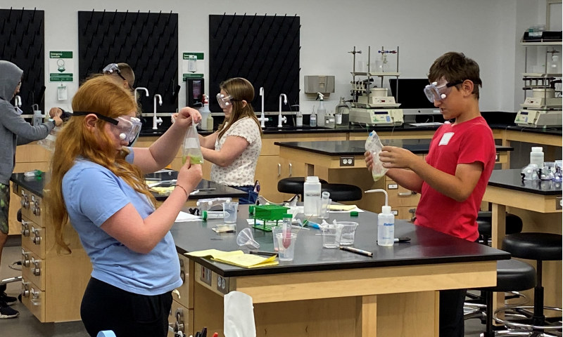 Students in a science lab.