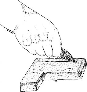 Drawing - catlinite being cut 