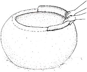 Drawing - pottery with rim being added 