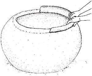 Drawing - pottery with rim being added 