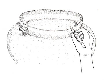 Drawing -  pottery being decorated 