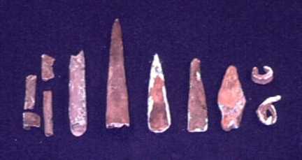 Copper artifacts made by the pre-European inhabitants in the La Crosse area.