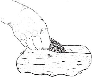 Drawing - copper being cut with a stone knife