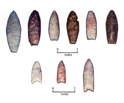 Projectile points made from Hixton Orthoquartzite
