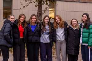 Several students at the 2025 UWL Campus Holiday Tree Lighting.