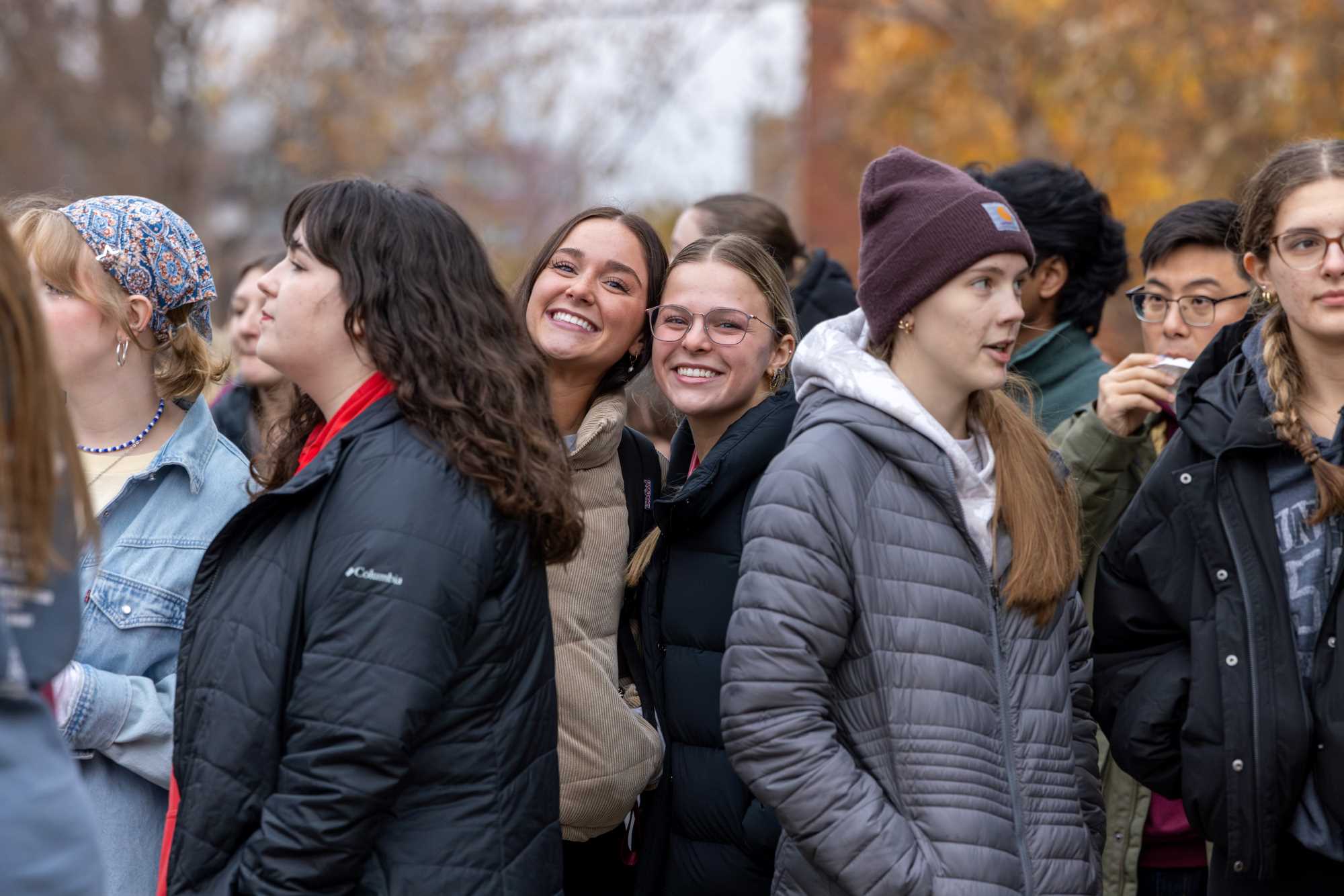 Two students at the 2025 UWL Campus Holiday Tree Lighting.