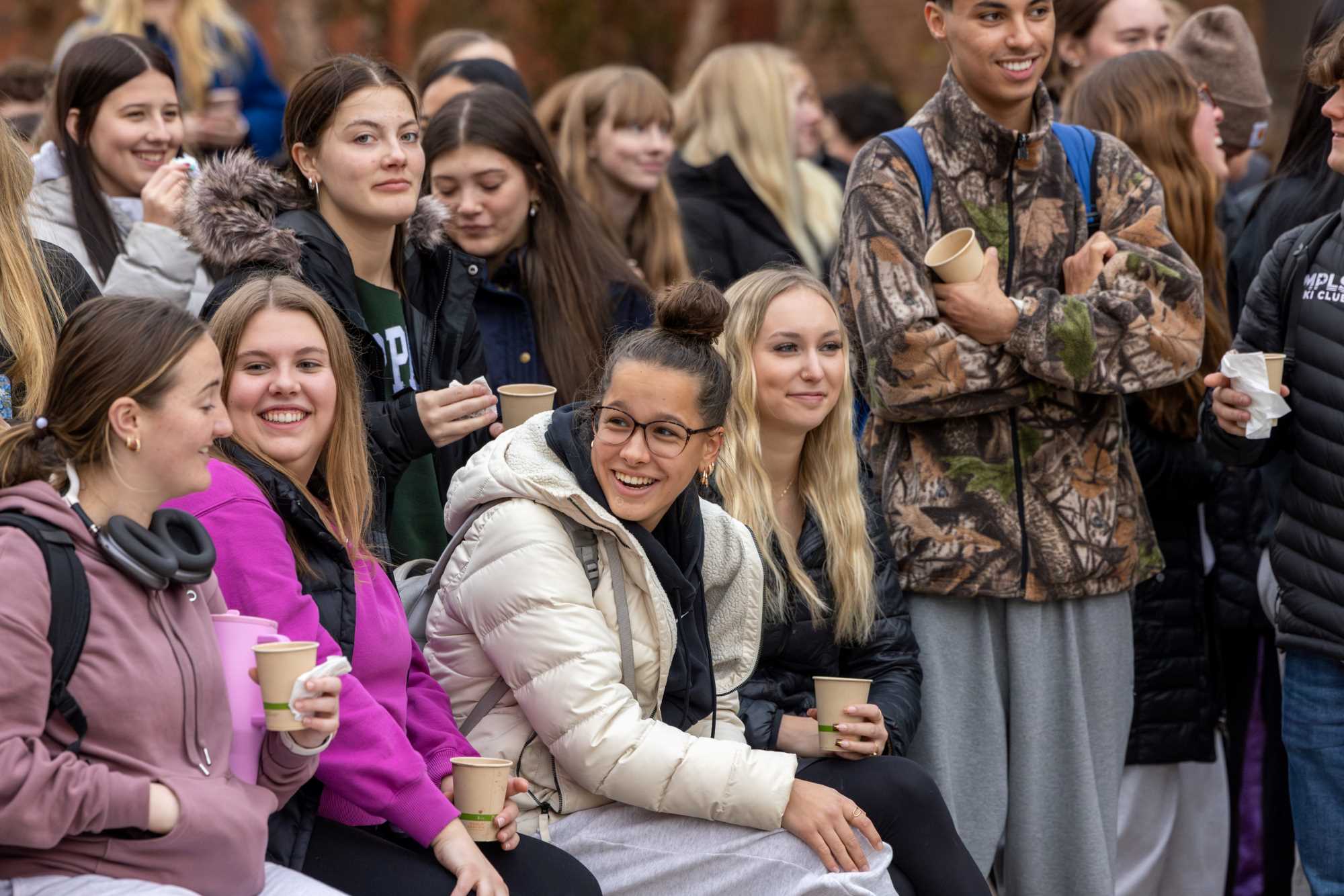 Students gather at the 2025 UWL Campus Holiday Tree Lighting.