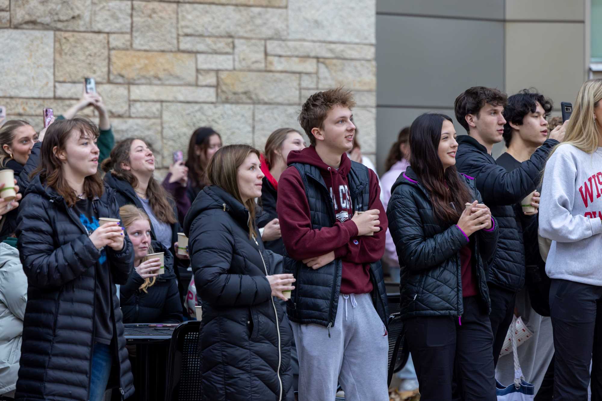 Students gather at the 2025 UWL Campus Holiday Tree Lighting.